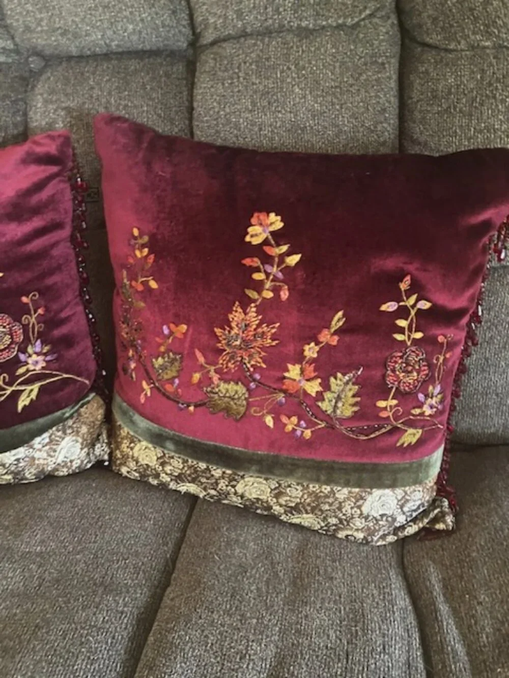 Pair of Matching Borgata Velour Throw Pillows 15